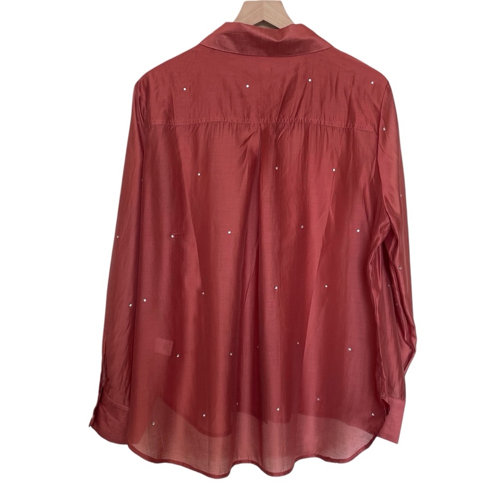 Bailey 44 Rust Color Button-Down Rhinestone Blouse - Picture 5 of 7